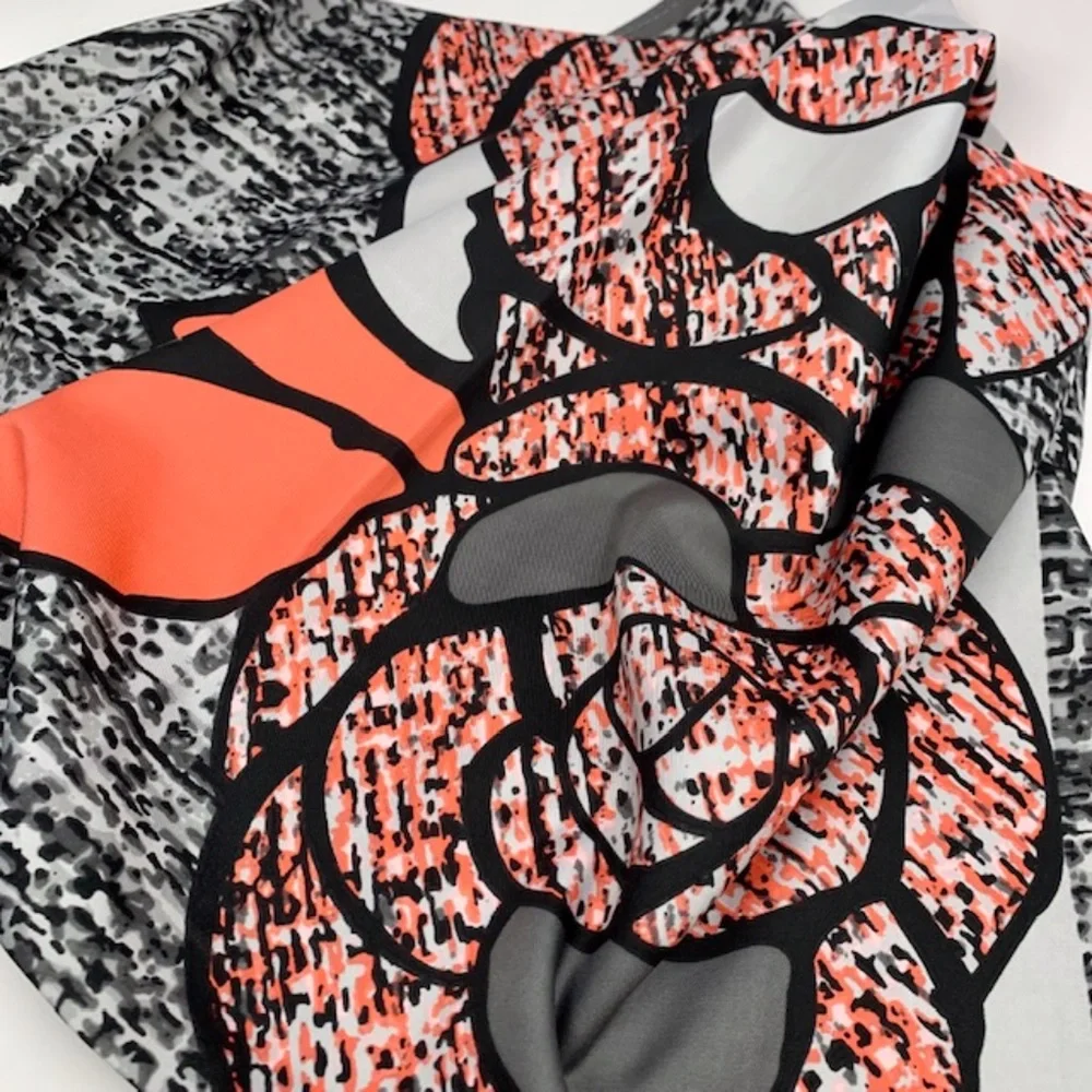 NWT 100% PURE SILK PRINT SCARF BIG STOLEN SHAWL